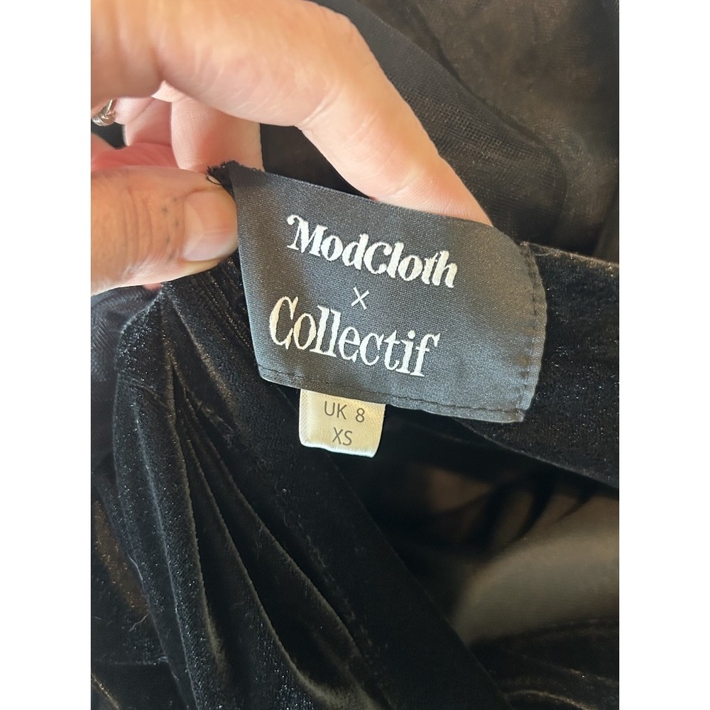 Modcloth X Collectif Doll Dress XS Black Tulle Party Dark Romantic Velvet Goth - Picture 6 of 10